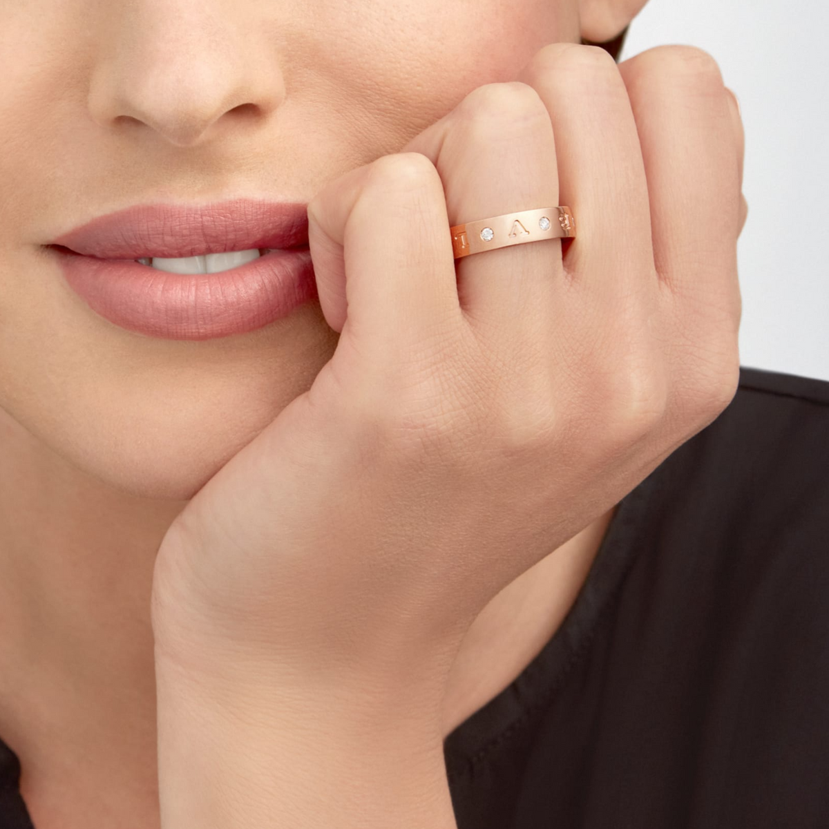 [⭐Shinejoy]ZERO 1 ESSENTIAL PINK GOLD BAND WITH DIAMONDS RING