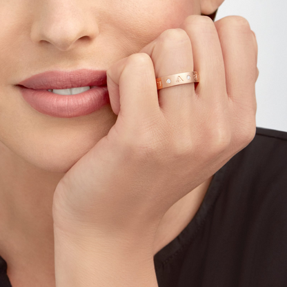 [⭐Shinejoy]ZERO 1 ESSENTIAL PINK GOLD BAND WITH DIAMONDS RING