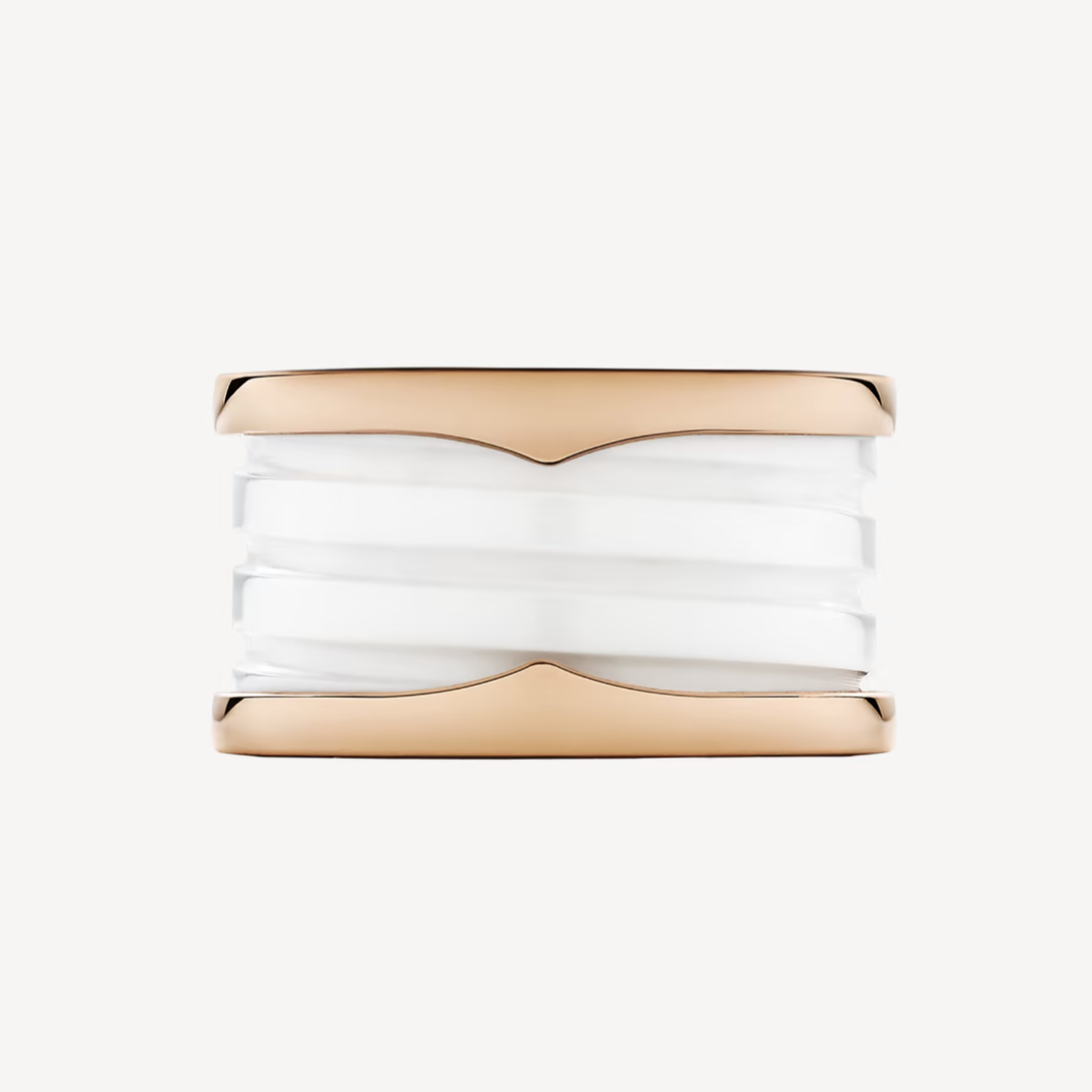 [⭐Shinejoy]ZERO 1 FOUR-BAND LOOPS AND WHITE CERAMIC SPIRAL PINK GOLD RING