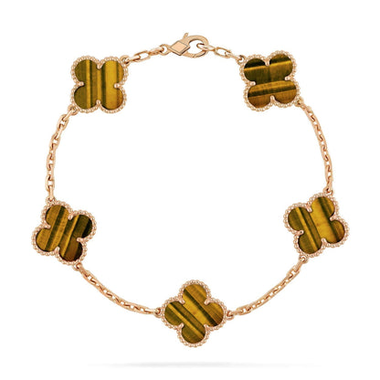 [⭐Shinejoy] CLOVER 5 MOTIFS TIGER EYE BRACELET COLLECTION