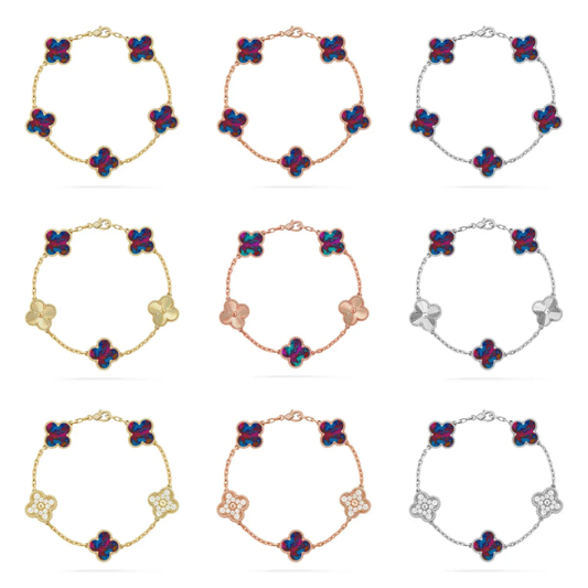 [⭐Shinejoy]CLOVER 5 MOTIF COLOR GEMSTONES BRACELET COLLECTION