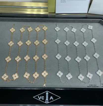 [⭐Shinejoy]CLOVER 20 MOTIFS FULL-DIAMOND NECKLACE