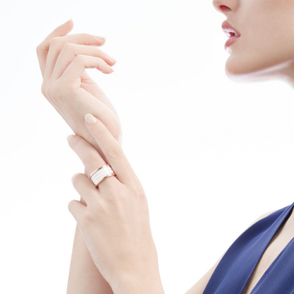 [⭐Shinejoy]ZERO 1 FOUR-BAND LOOPS AND WHITE CERAMIC SPIRAL PINK GOLD RING