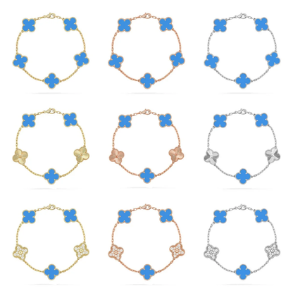 [⭐Shinejoy] CLOVER 5 MOTIF BLUE AGATE BRACELET COLLECTION