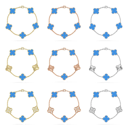 [⭐Shinejoy] CLOVER 5 MOTIF BLUE AGATE BRACELET COLLECTION