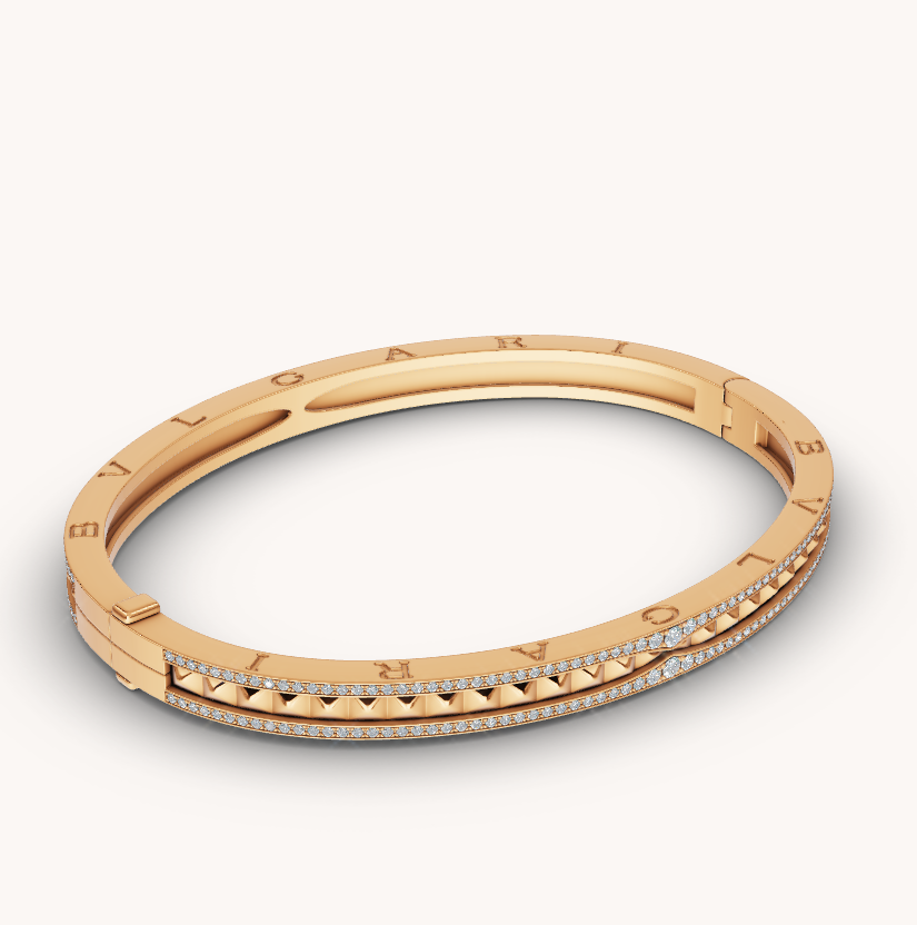 [⭐Shinejoy]ZERO 1 SPIRAL AND PAVED DIAMOND GOLD BRACELET