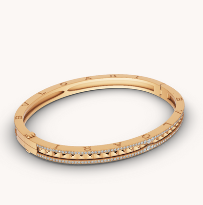 [⭐Shinejoy]ZERO 1 SPIRAL AND PAVED DIAMOND GOLD BRACELET