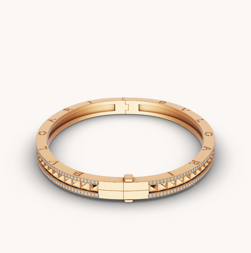 [⭐Shinejoy]ZERO 1 SPIRAL AND PAVED DIAMOND GOLD BRACELET