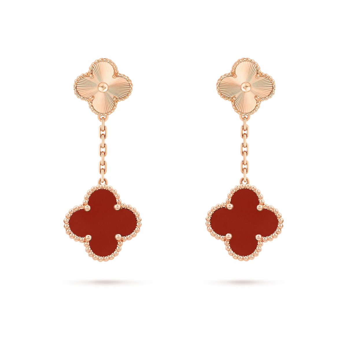 [⭐Shinejoy]CLOVER 2 MOTIF  LASER CARNELIAN EARRINGS