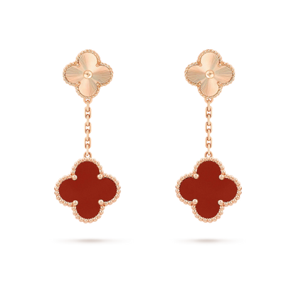 [⭐Shinejoy]CLOVER 2 MOTIF  LASER CARNELIAN EARRINGS
