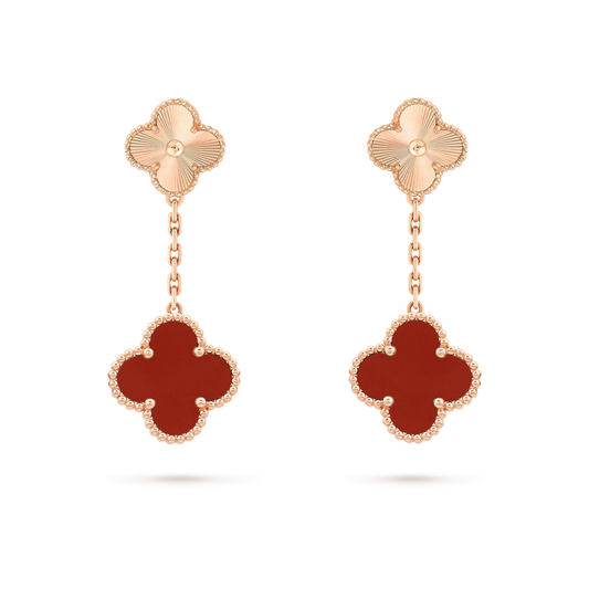 [⭐Shinejoy]CLOVER 2 MOTIF  LASER CARNELIAN EARRINGS