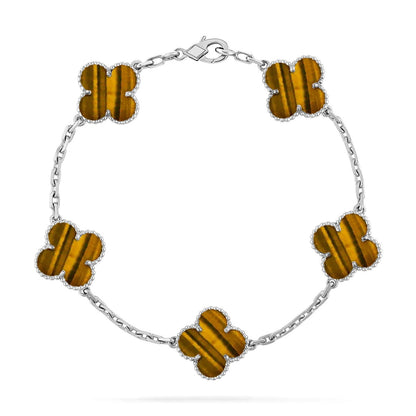 [⭐Shinejoy] CLOVER 5 MOTIFS TIGER EYE BRACELET COLLECTION
