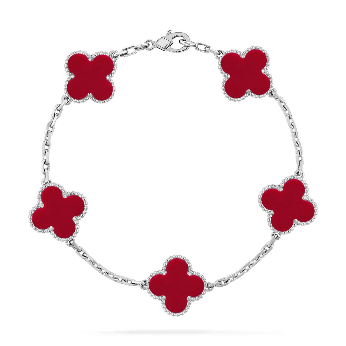 [⭐Shinejoy] CLOVER 5 MOTIF RED CORNELIAN BRACELET COLLECTION