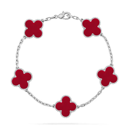 [⭐Shinejoy] CLOVER 5 MOTIF RED CORNELIAN BRACELET COLLECTION