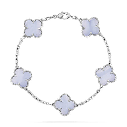 [⭐Shinejoy] CLOVER 5 MOTIF PURPLE CHALCEDONY BRACELET COLLECTION