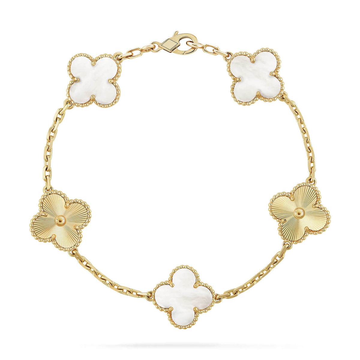 [⭐Shinejoy]CLOVER WHITE PEARL MOP 5 MOTIF BRACELET COLLECTION