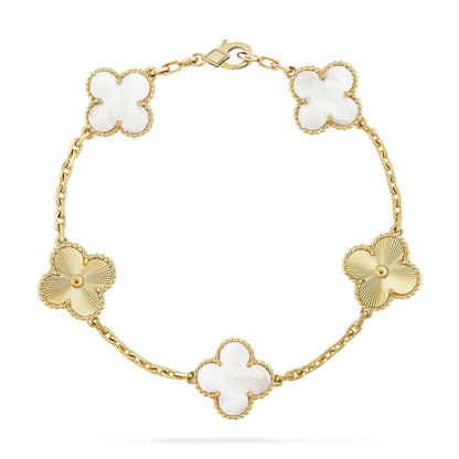 [⭐Shinejoy]CLOVER WHITE PEARL MOP 5 MOTIF BRACELET COLLECTION