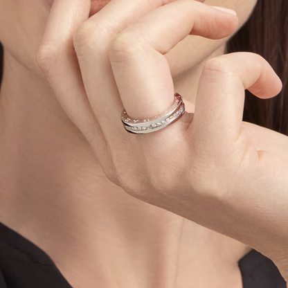 [⭐Shinejoy]ZERO 1 ONE-BAND PAVED DIAMONDS ON THE SPIRAL RING