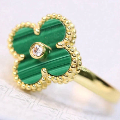 [⭐Shinejoy]CLOVER MALACHITE RING GOLD DIAMOND