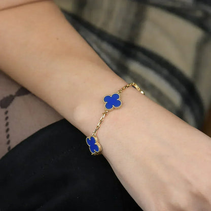 [⭐Shinejoy] CLOVER 5 MOTIF BLUE AGATE BRACELET COLLECTION
