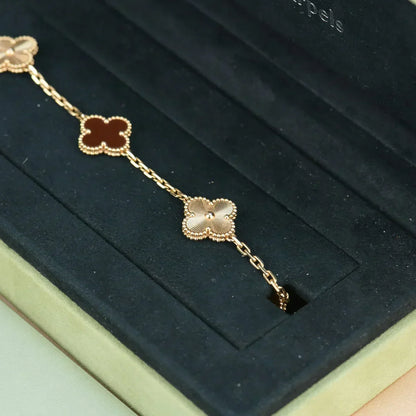 [⭐Shinejoy] CLOVER 5 MOTIF RED CORNELIAN BRACELET COLLECTION