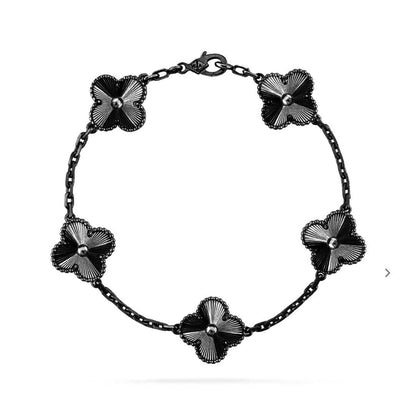 [⭐Shinejoy]CLOVER 5 MOTIF BLACK BRACELET