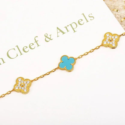 [⭐Shinejoy] CLOVER 5 MOTIF TURQUOISE BRACELET COLLECTION