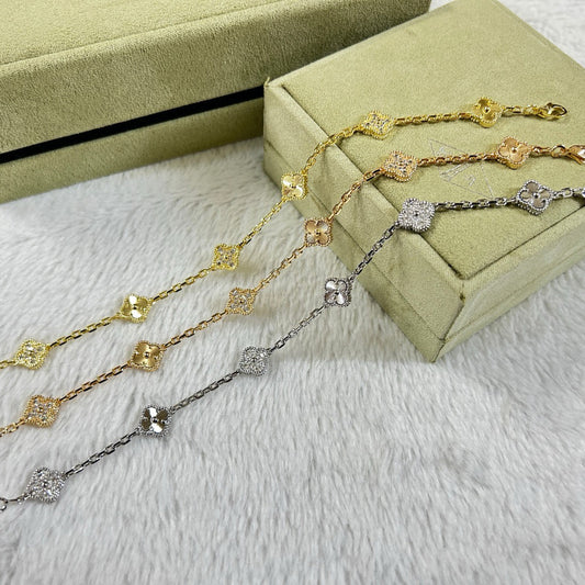 [⭐Shinejoy]CLOVER 6 MOTIF DIAMOND LASER BRACELET