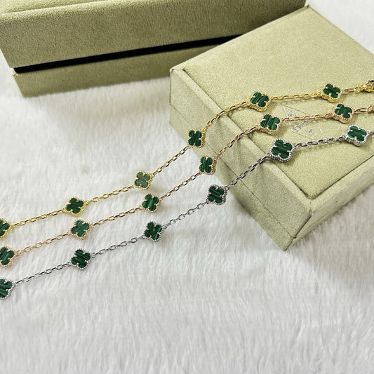 [⭐Shinejoy]CLOVER 6 MOTIF MALACHITE BRACELET