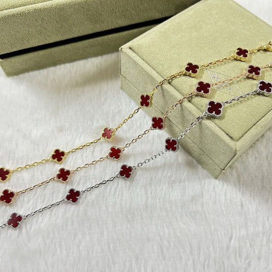 [⭐Shinejoy]CLOVER 6 MOTIF RED AGATE BRACELET
