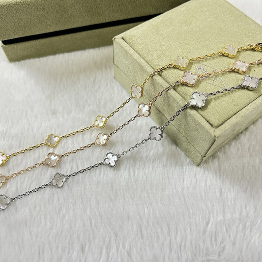 [⭐Shinejoy]CLOVER 6 MOTIF WHITE MOP BRACELET