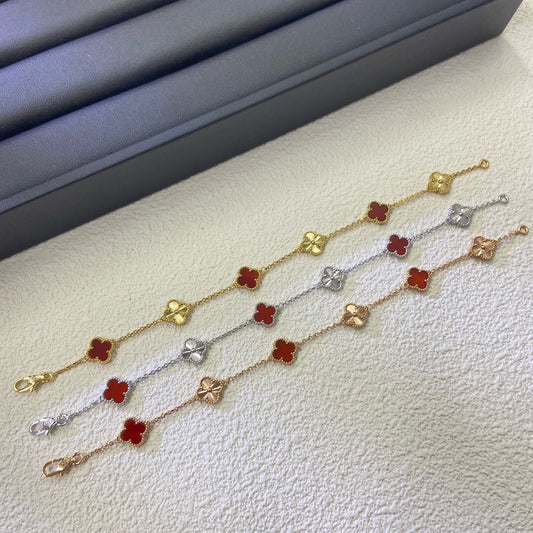 [⭐Shinejoy]CLOVER 6 MOTIF RED AGATE LASER BRACELET