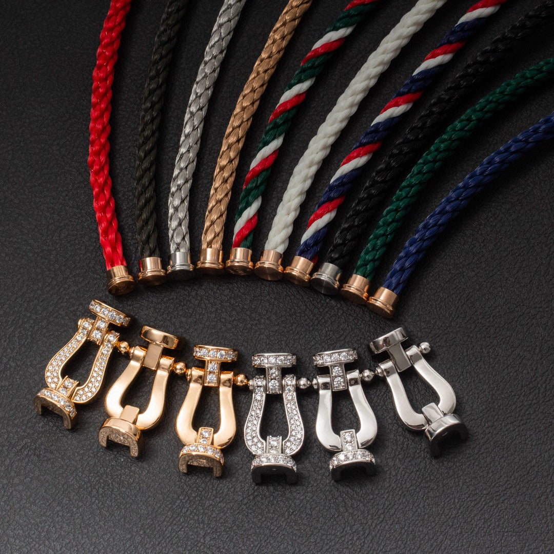 [⭐Shinejoy]FORCE LARGE HORSESHOE HALF DIAMOND BRACELET GOLD