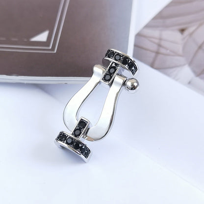 [⭐Shinejoy]FORCE LARGE HORSESHOE BLACK DIAMOND BRACELET SILVER