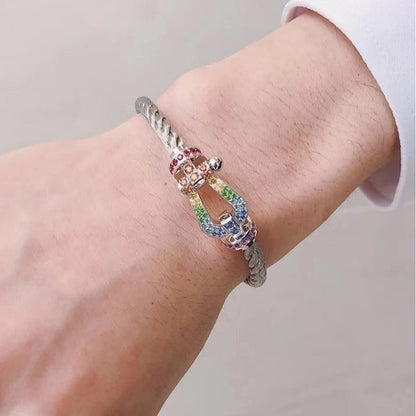 [⭐Shinejoy]FORCE LARGE HORSESHOE  COLORED DIAMOND BRACELET ROSE GOLD