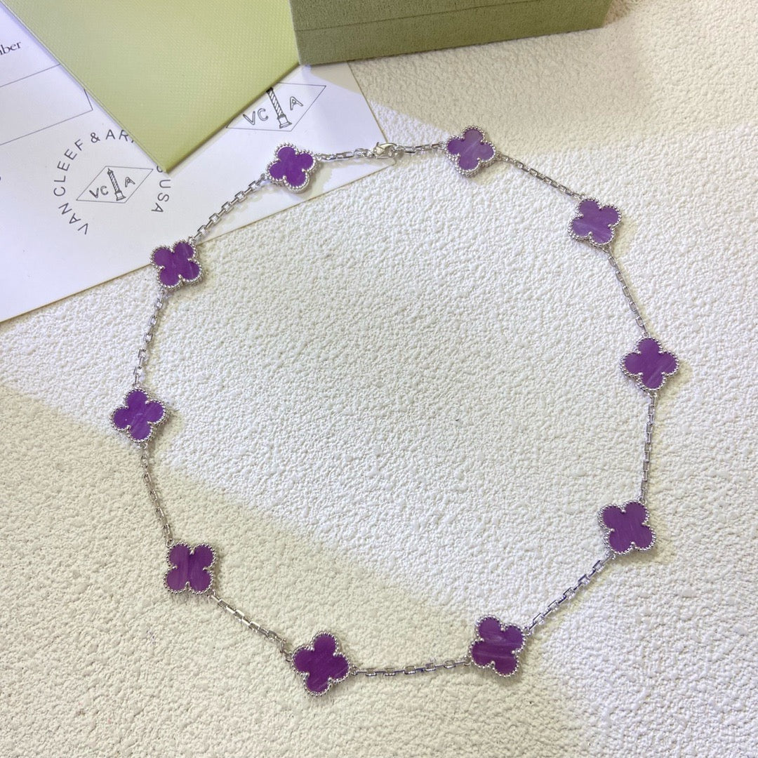 [⭐Shinejoy Jewelry]CLOVER 10 MOTIFS  PURPLE VIOLET  NECKLACE
