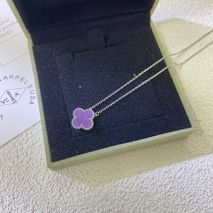 [⭐Shinejoy Jewelry]CLOVER 15MM  PURPLE VIOLET NECKLACE