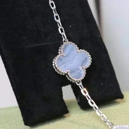 [⭐Shinejoy] CLOVER 5 MOTIF PURPLE CHALCEDONY BRACELET COLLECTION