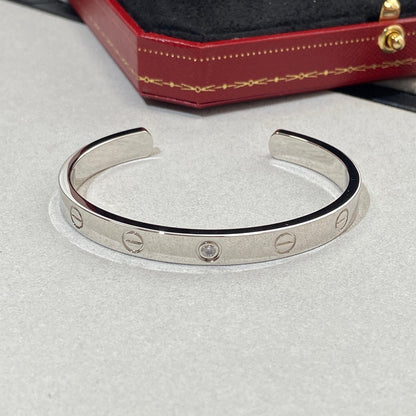 [⭐Shinejoy]LOVE BRACELET 6.1MM 1 DIAMOND OPEN CUFF