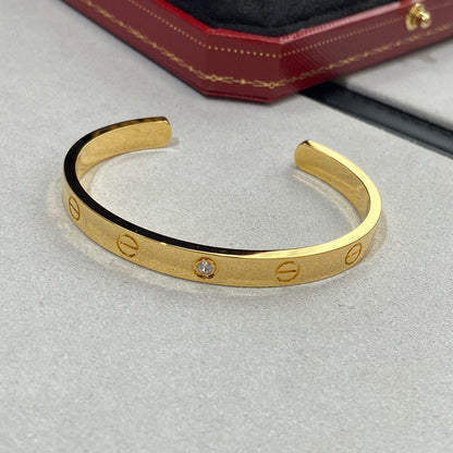 [⭐Shinejoy]LOVE BRACELET 6.1MM 1 DIAMOND OPEN CUFF