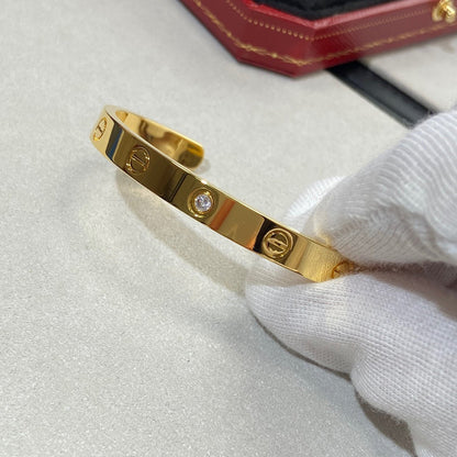 [⭐Shinejoy]LOVE BRACELET 6.1MM 1 DIAMOND OPEN CUFF