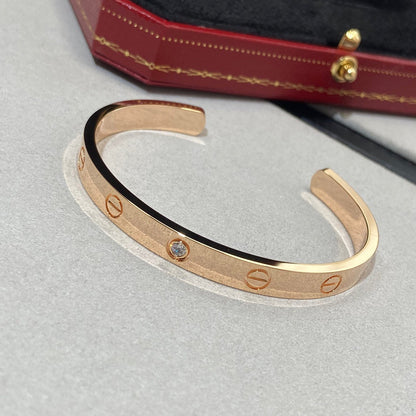 [⭐Shinejoy]LOVE BRACELET 6.1MM 1 DIAMOND OPEN CUFF
