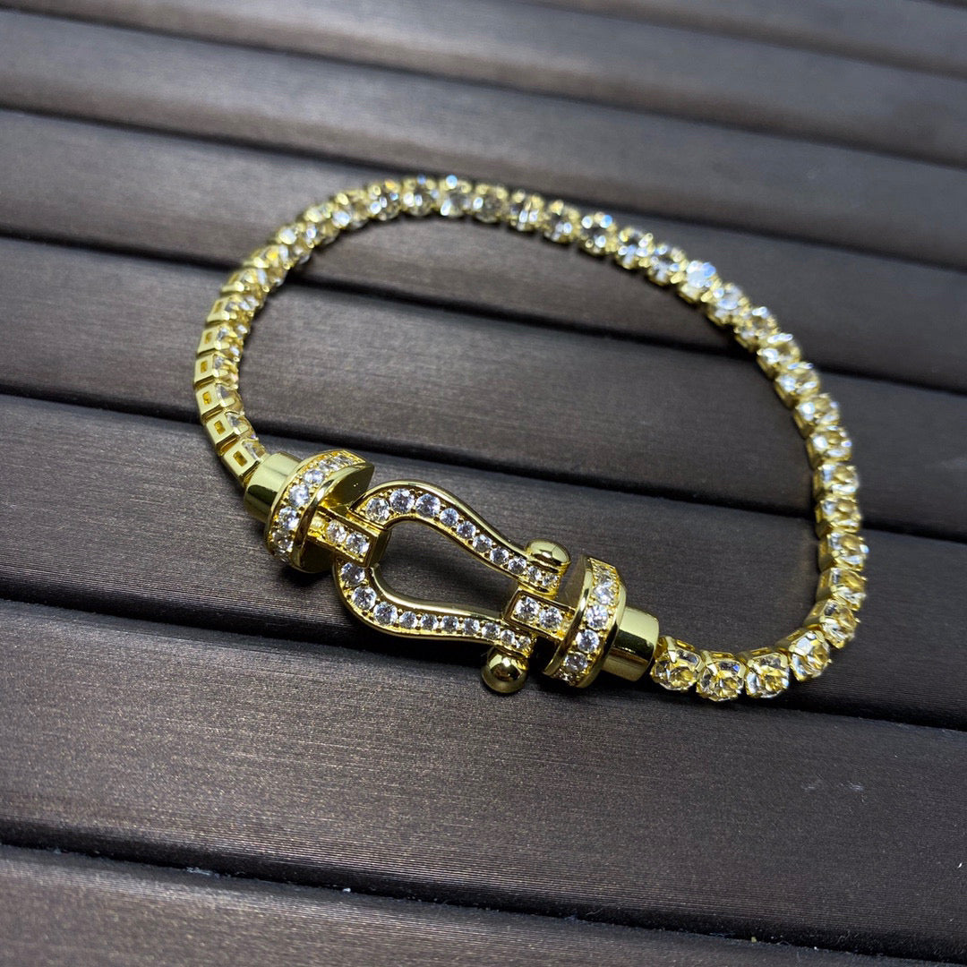 [⭐Shinejoy]FORCE  LARGE HORSESHOE FULL DIAMOND TENNIS BRACELET