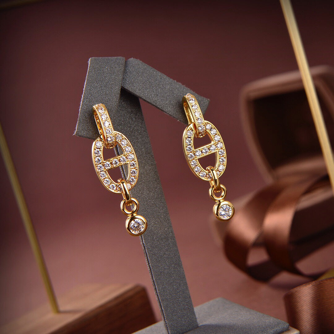 [⭐Shinejoy]HM CHAINE DIAMOND EARRINGS