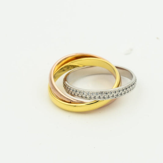 [⭐Shinejoy Jewelry]TRINITY RING GOLD PINK GOLD SILVER DIAMONDS