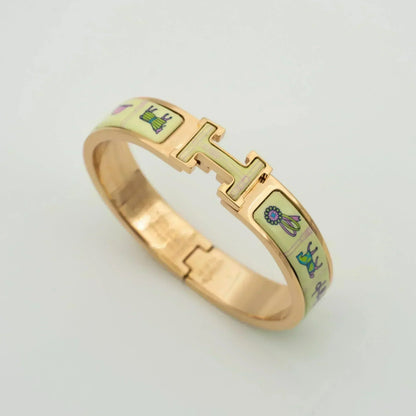[⭐Shinejoy]H PINK GOLD BRACELET CREAM CERAMIC