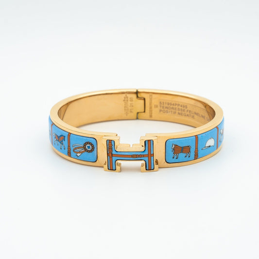[⭐Shinejoy]H PINK GOLD BRACELET BLUE CERAMIC