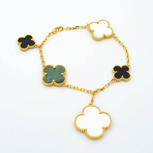 [⭐Shinejoy]CLOVER BRACELET 5 MOTIFS ONYX MOP