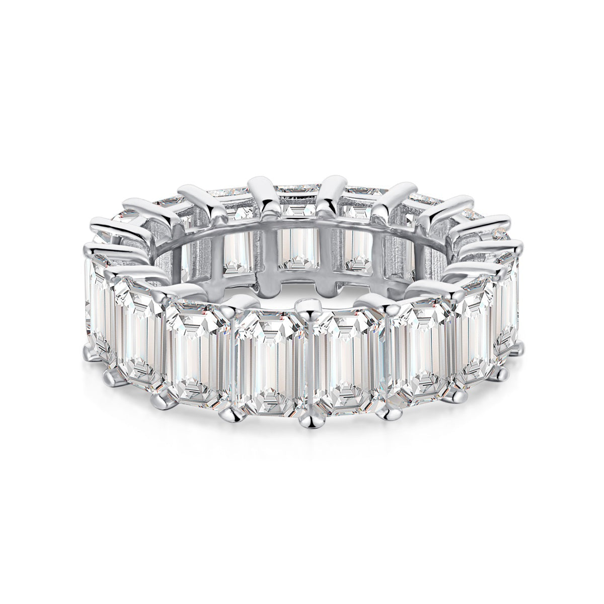 [Shinejoy Jewelry]0.75 Carat Elegant Emerald Cut Tennis Ring