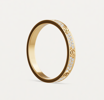 [⭐Shinejoy]LOVE RING 2.6mm-wide full-diamond ring Gold